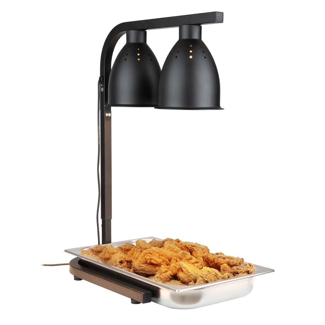 Lampe chauffante double sur pied Buffalo noir mat - NISBETS
