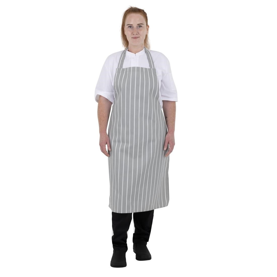 Tablier bavette rayé gris et blanc Whites
