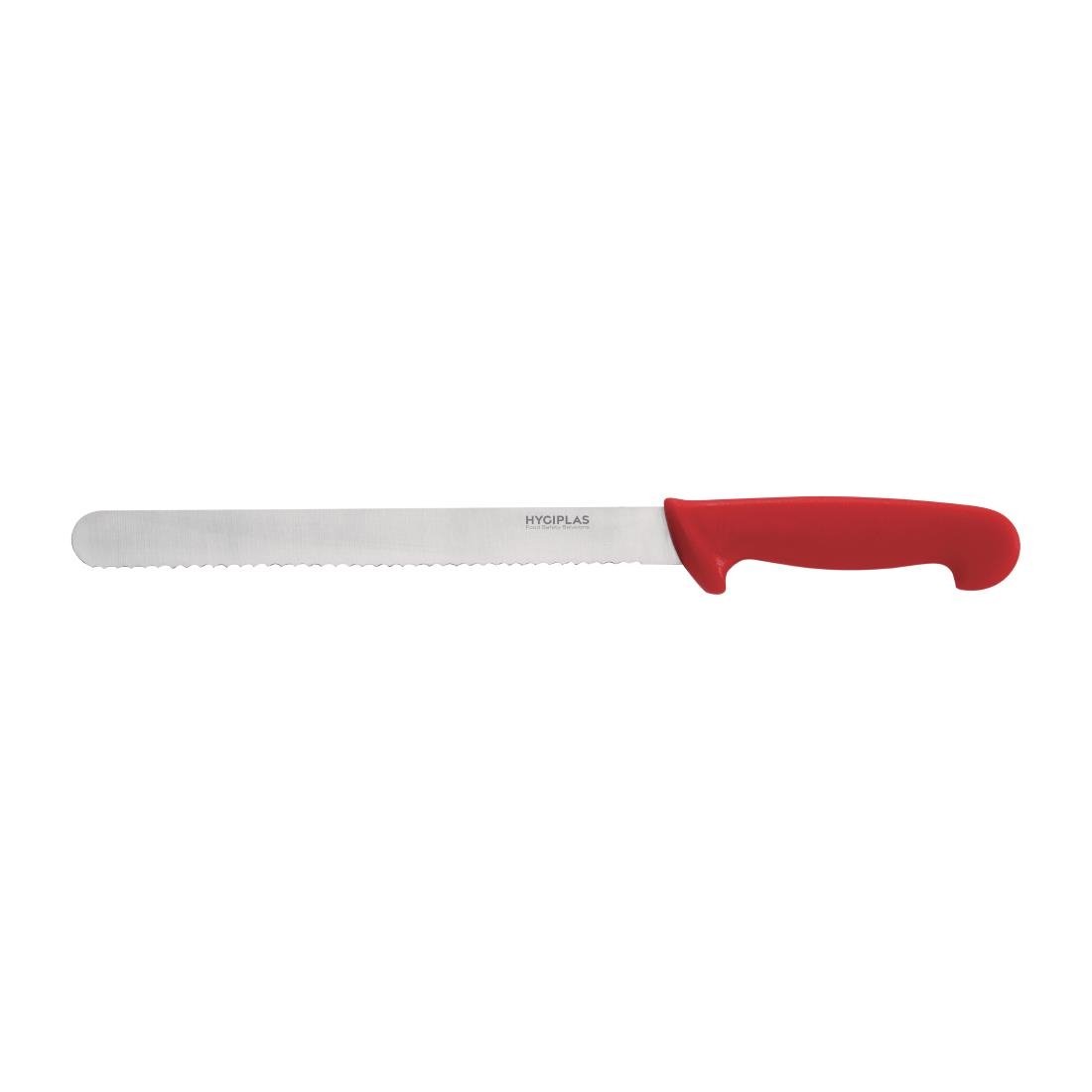 Couteau à trancher denté Hygiplas rouge 248mm - NISBETS