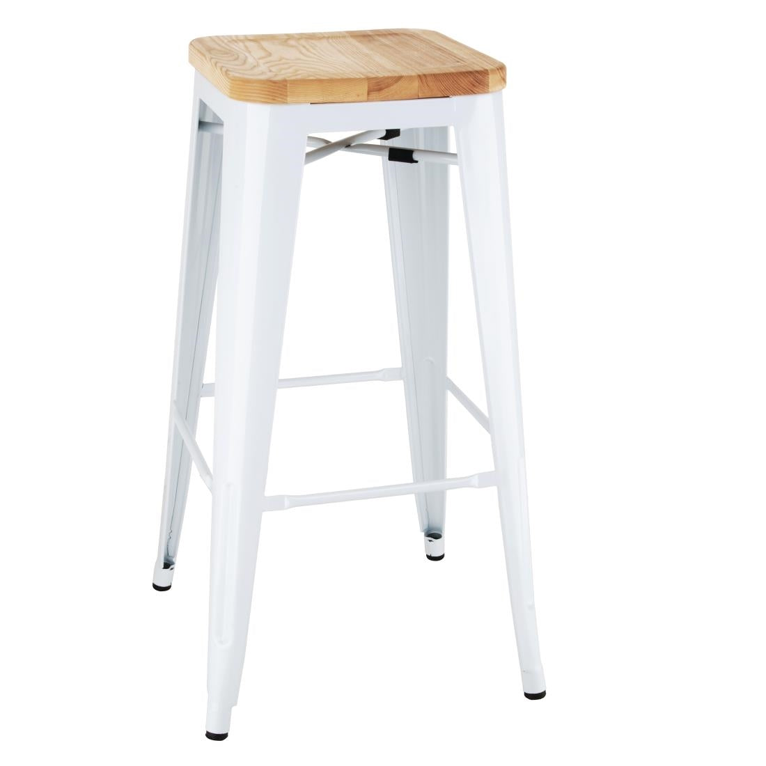 Tabourets hauts Bolero Bistro avec coussin d'assise en bois blanc (paquet de 4)