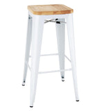 Tabourets hauts Bolero Bistro avec coussin d'assise en bois blanc (paquet de 4)