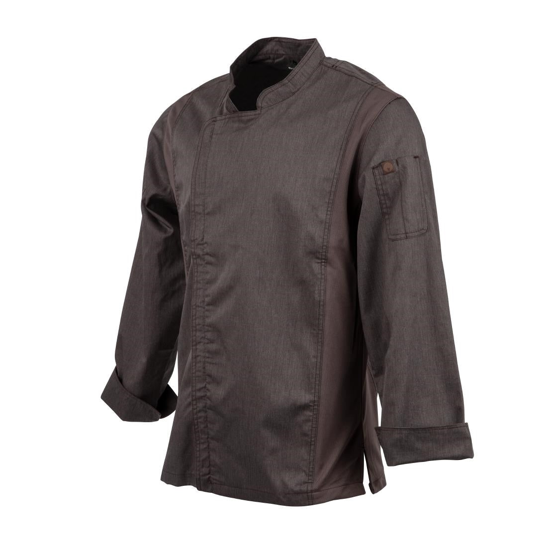 Veste de cuisine mixte légère à fermeture éclair Hartford Chef Works Urban gris graphite M - NISBETS