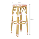 Tabourets de bar en rotin PE style parisien Bolero corail (lot de 2)