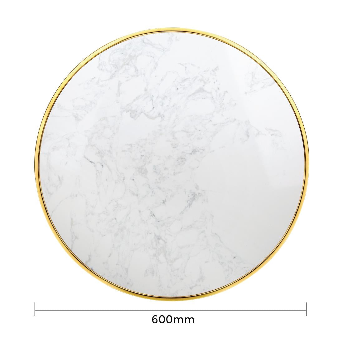 Plateau de table rond en marbre blanc avec bord effet laiton Bolero 600 mm - NISBETS