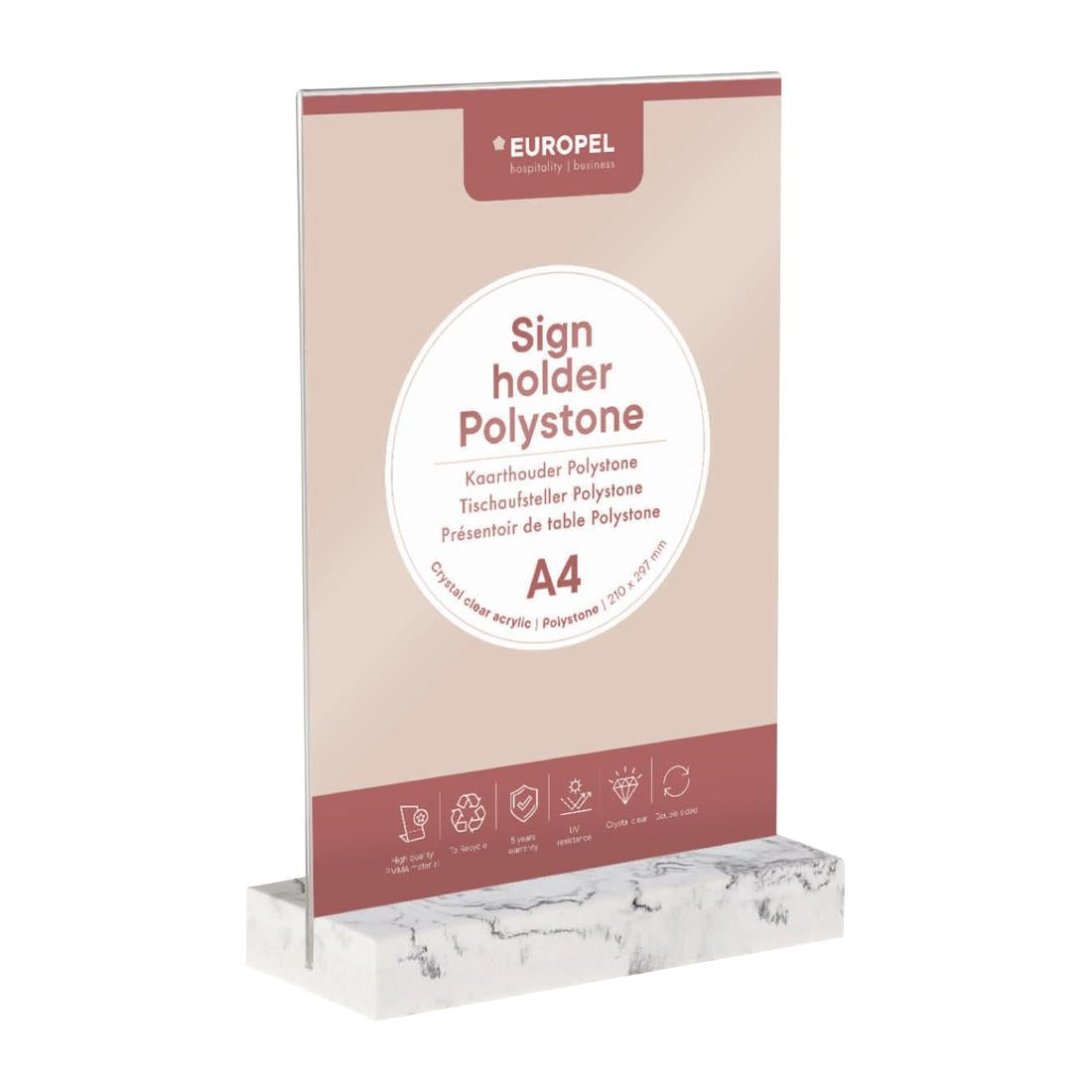 Présentoir de table Europel A4 polystone blanc