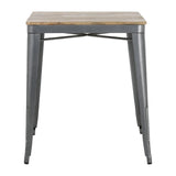 Table à manger à plateau à lattes en bois de manguier et piètement gris acier Bolero Bistro 650 mm - NISBETS