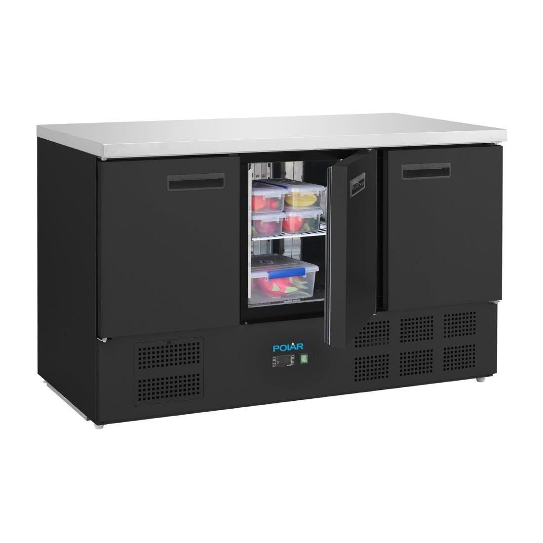 Table réfrigérée positive trois portes Polar série G noire 400 L - NISBETS