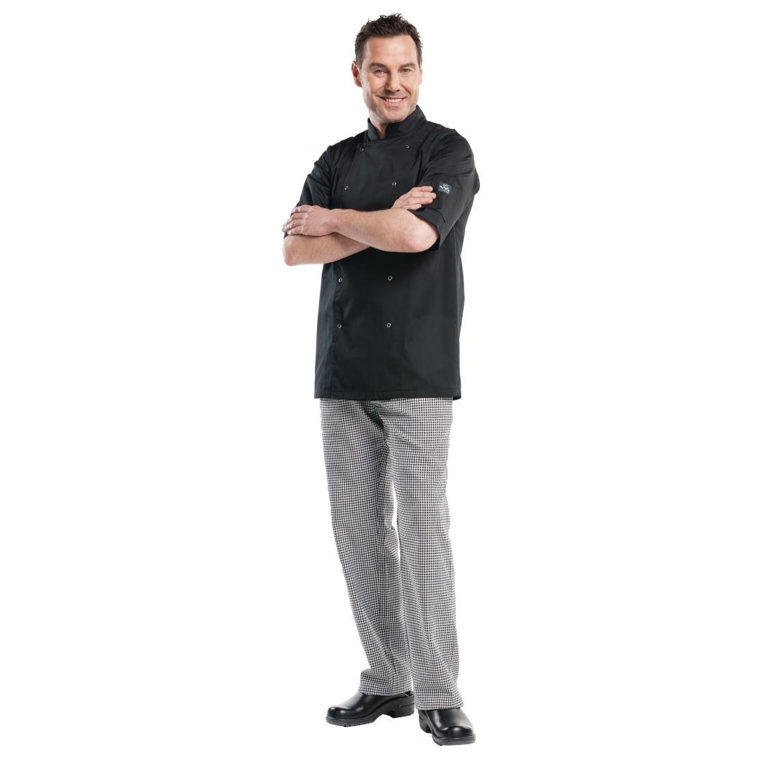 Veste de cuisine mixte Chaud Devant Hilton Poco manches courtes noire - NISBETS