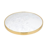 Plateau de table rond en marbre blanc avec bord effet laiton Bolero 600 mm - NISBETS