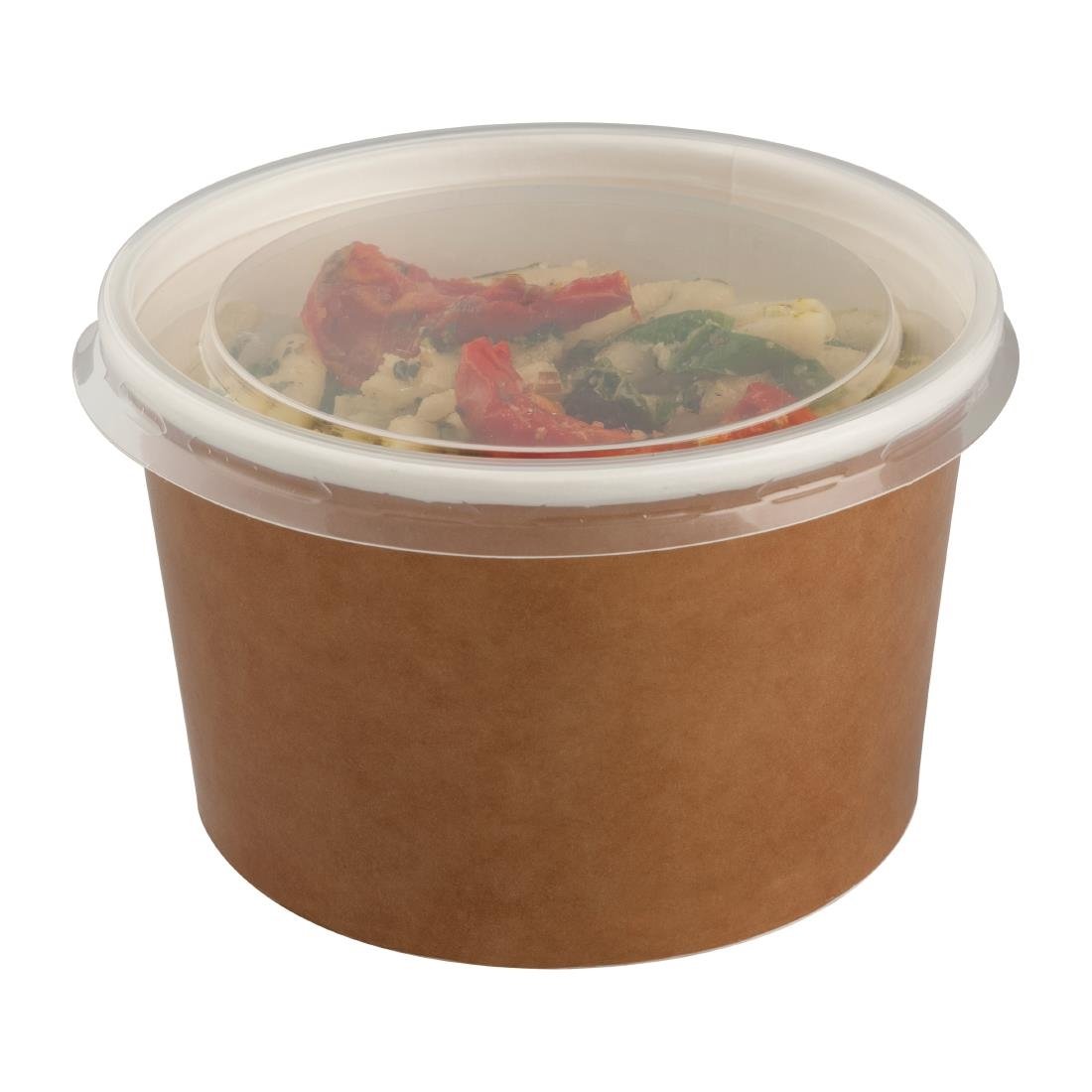 Pots alimentaires kraft recyclables avec couvercles Colpac 700ml (lot de 150) - NISBETS