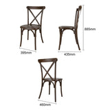 Chaises en résine à dossier croisé Bolero Manhattan effet bois foncé (lot de 4)