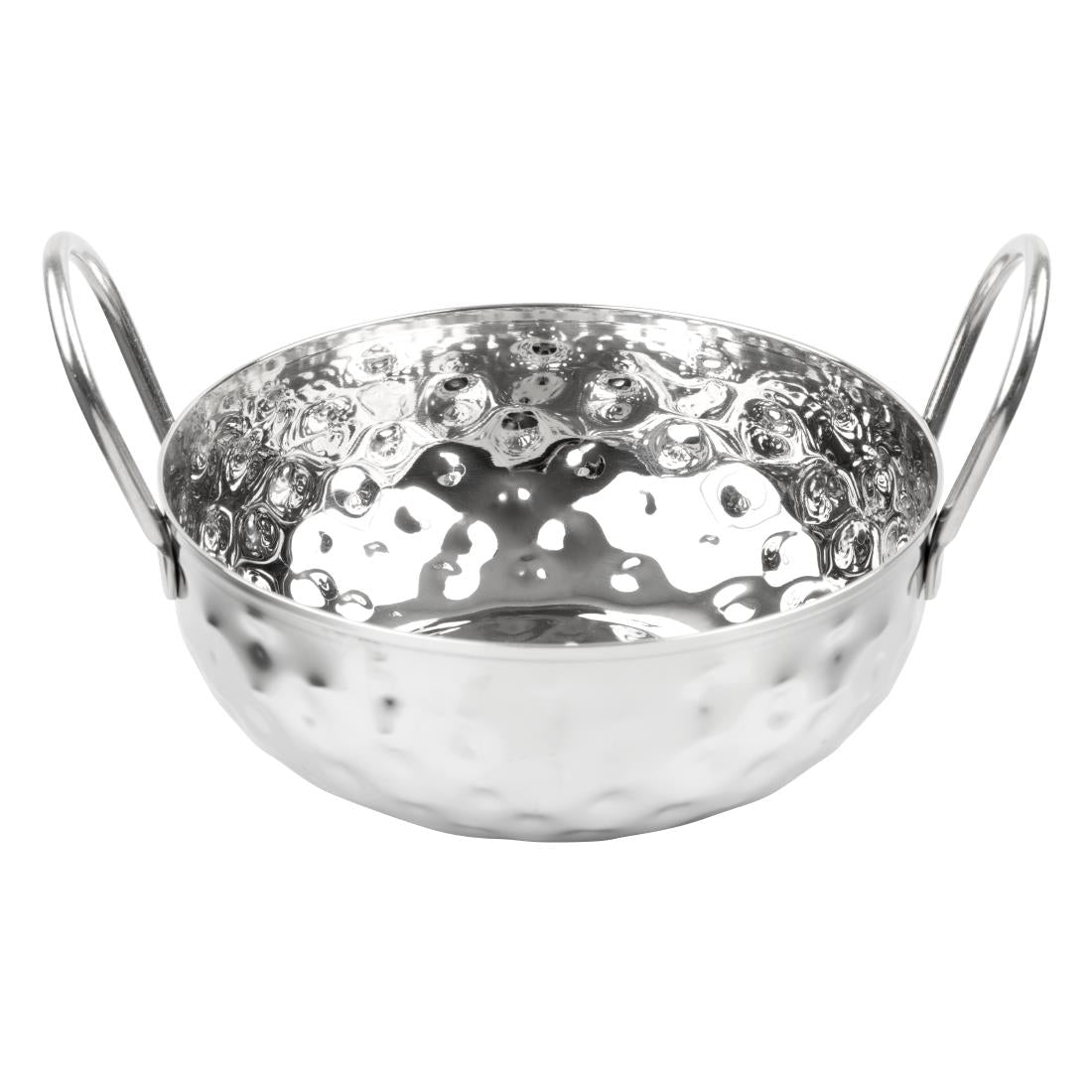 Plat Kadai martelé en inox double poignée Olympia Table Presentation 150 mm