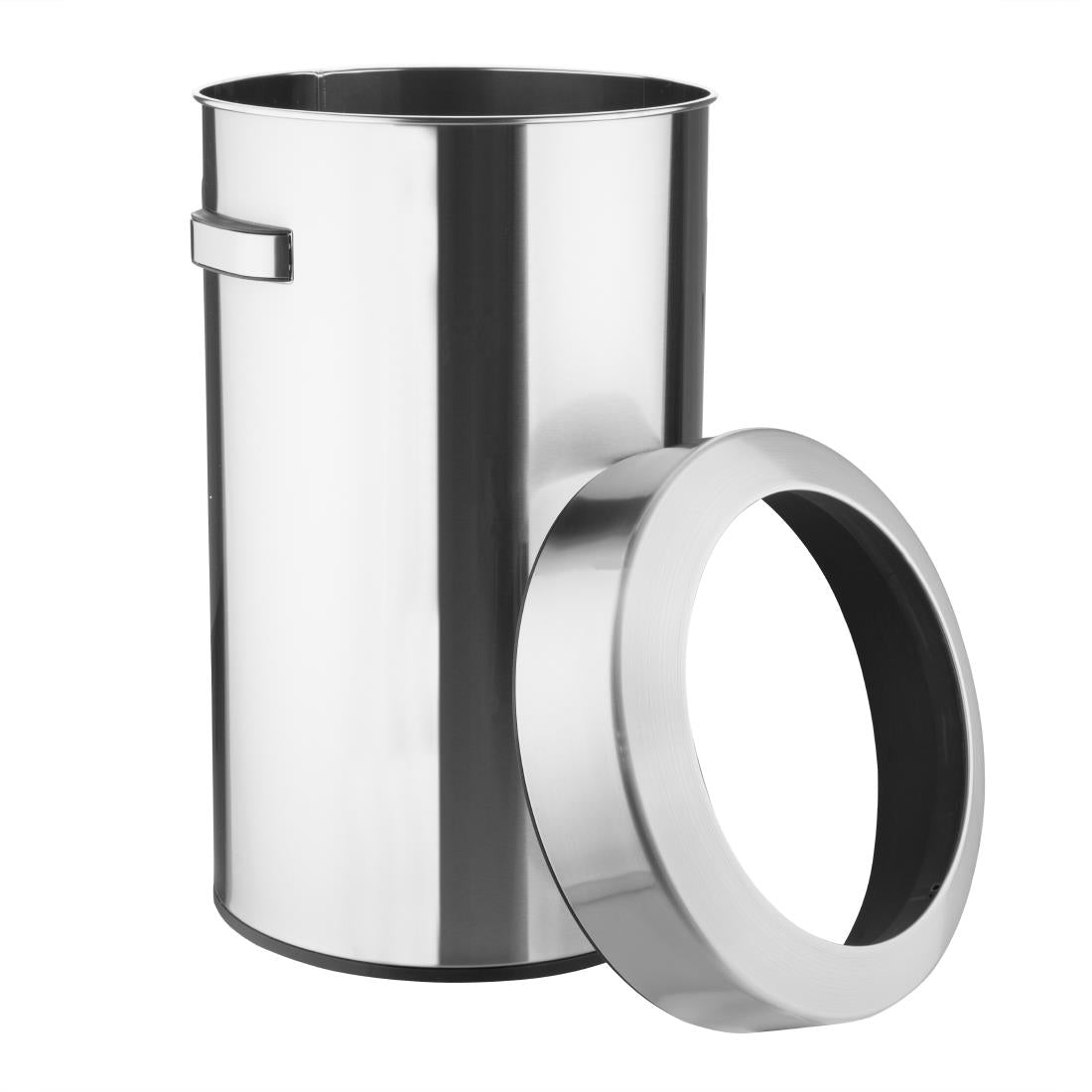 Poubelle en acier brossé Bolero avec couvercle ouvert 70L