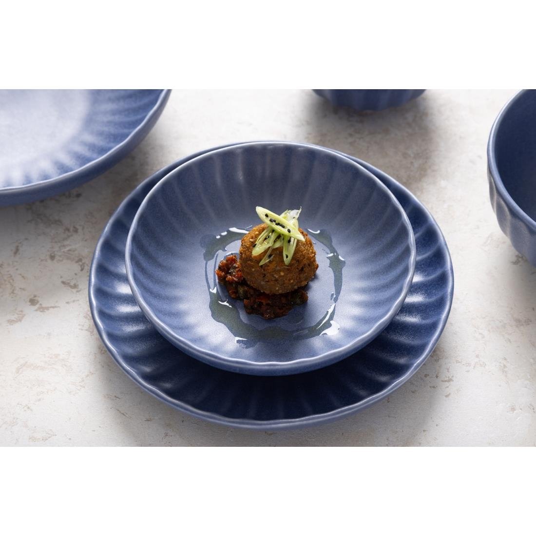 Assiettes calottes Olympia Corallite bleues 220mm (lot de 6)