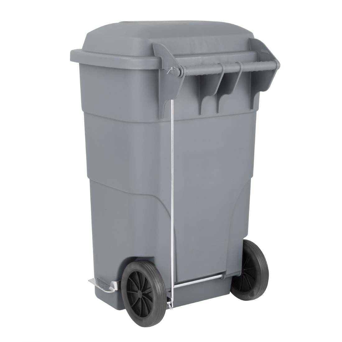 Poubelle à roulettes  avec pédale Jantex 120L grise
