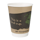 Gobelets boissons chaudes compostables en PLA double paroi Fiesta Compostable 355ml (Lot de 500) - NISBETS
