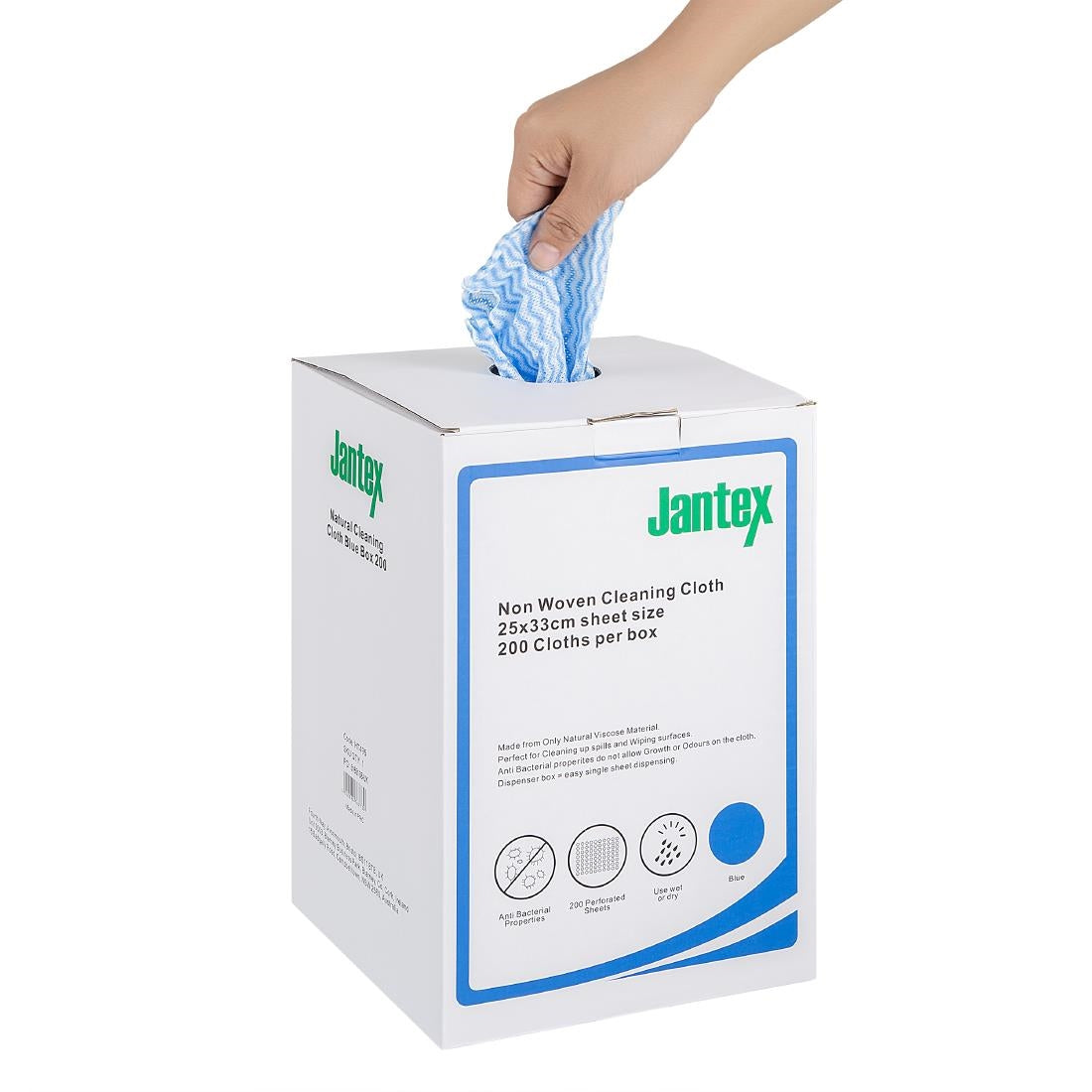 Chiffons de nettoyage compostables bleus Jantex Green (lot de 200)