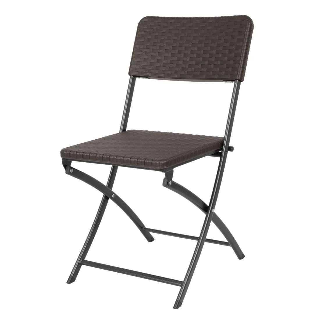 Chaises pliantes en rotin PE Bolero marron (lot de 2)
