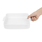 Plats à four carrés avec poignées Olympia Whiteware 260x225x50mm (lot de 2)