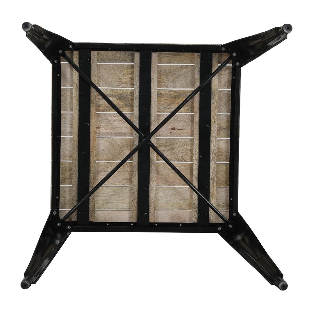 Table à manger à plateau à lattes en bois de manguier et piètement noir Bolero Bistro 650 mm - NISBETS