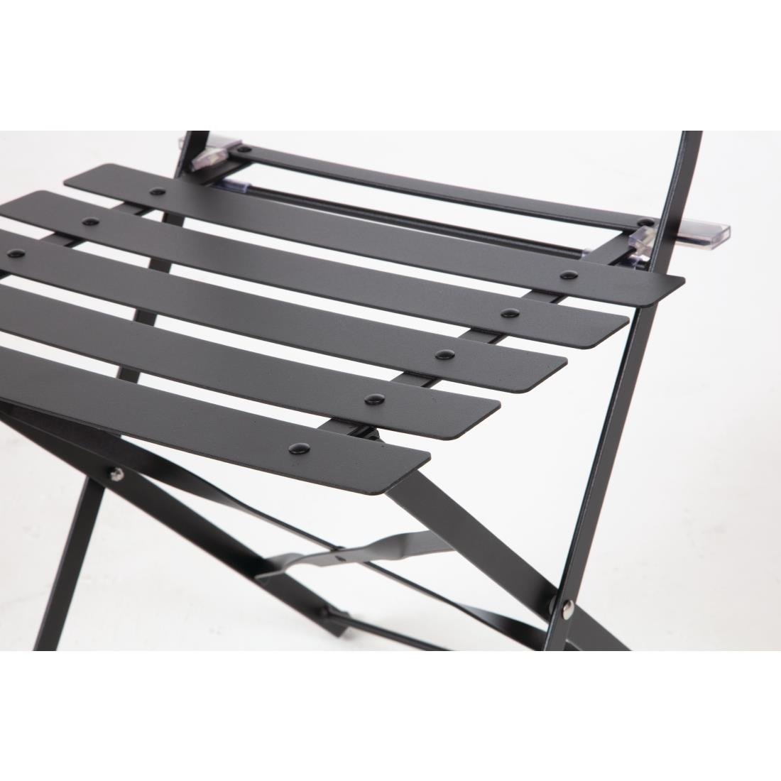 Ensemble table et 2 chaises pliantes d'extérieur en acier noir Bolero