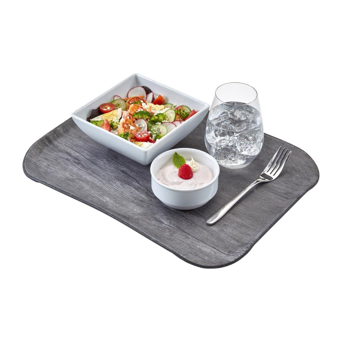 Plateau polyester Century aspect naturel bois Cambro chêne gris 360 x 460mm