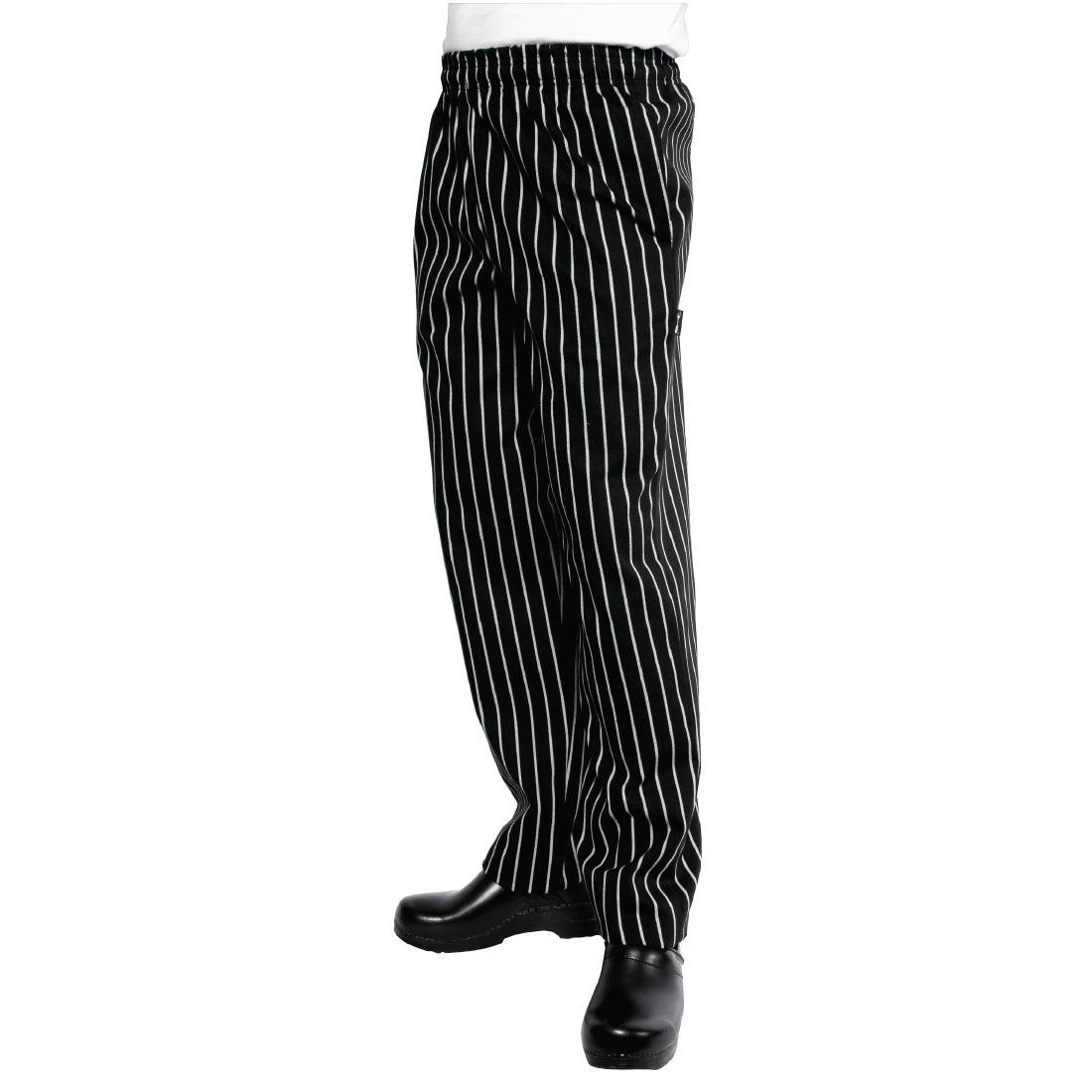 Pantalon de cuisine mixte Baggy Chef Works rayé noir et blanc - NISBETS