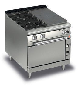 Fourneau - 2 feux vifs gaz + 1/2 plaque coup de feu sur four électrique - Gamme Queen 900 - 90QTPMFGE803SX