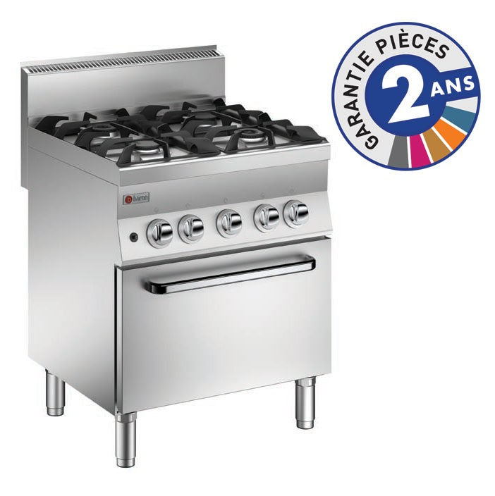 Fourneau - 4 feux vifs gaz sur four électrique - Chaleur ventilée - Gamme 650 - 60PCGFEV722 - Baron