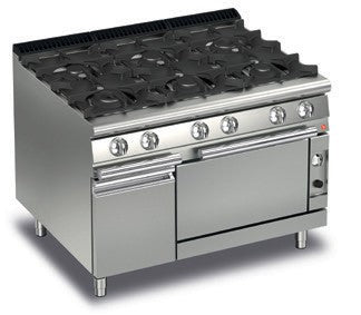 Fourneau - 6 feux vifs gaz sur four électrique et placard neutre - Gamme Queen 900 - 90QPCFGE123