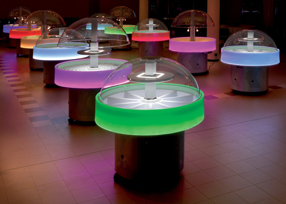 Furnotel - Buffet réfrigéré central rond équipé de 10 bacs plastiques blancs prof 80 mm - Température +3°C +10°C - ISOLALEDB