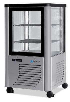 Furnotel - Vitrine réfrigérée négative - 4 faces vitrées - 230 litres - Fixe / Grilles évaporatrices - 1 porte - 230BTLEDT