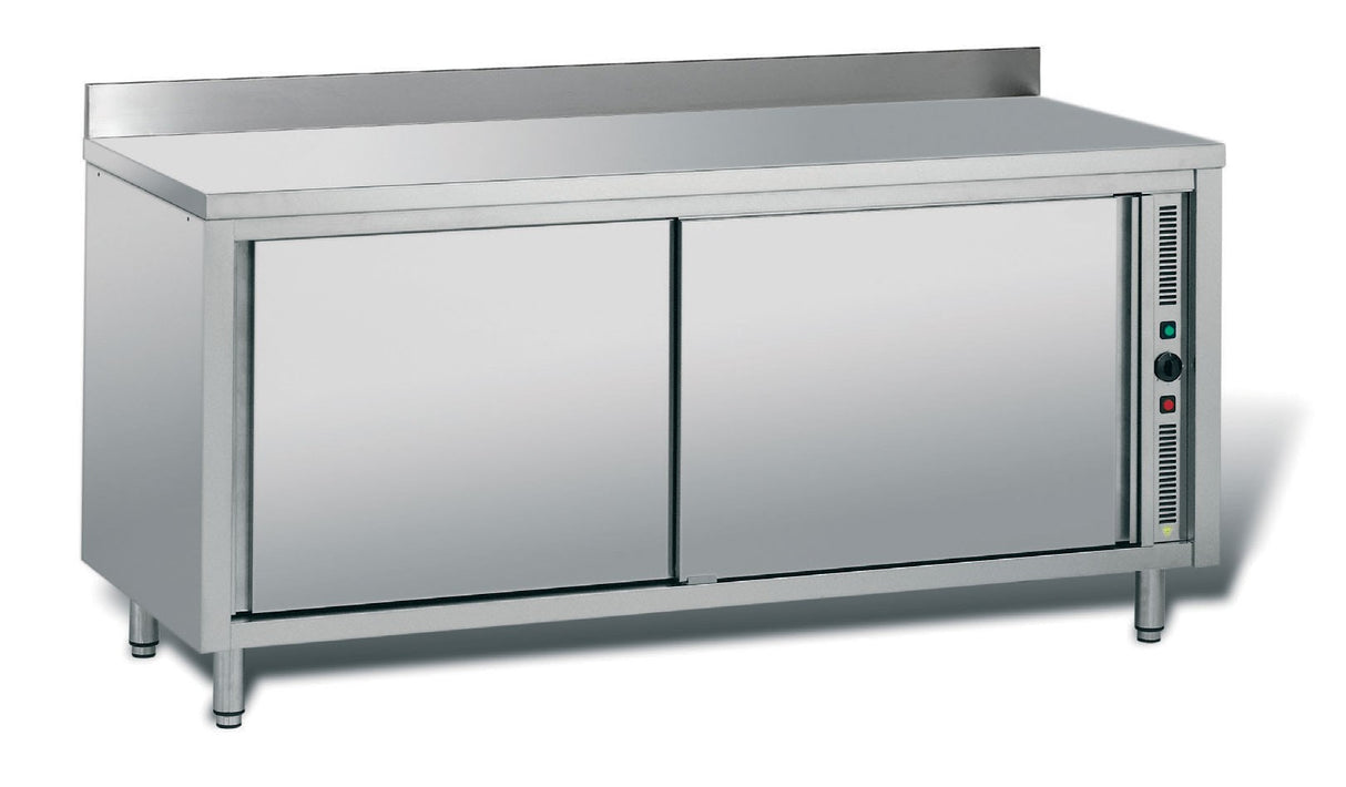 Meuble adossé inox chauffant profondeur 700 mm - Simple face - Longueur 1800 mm - TCH18ET