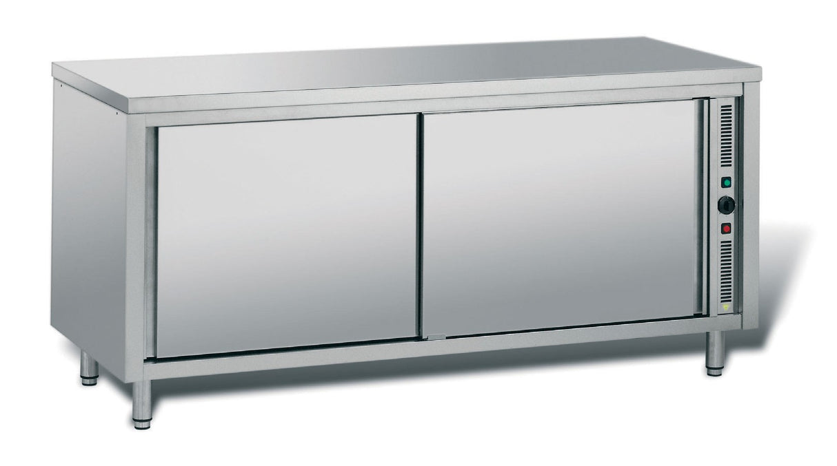Meuble central inox chauffant profondeur 700 mm - Longueur 1400 mm - Simple face - TCH14T