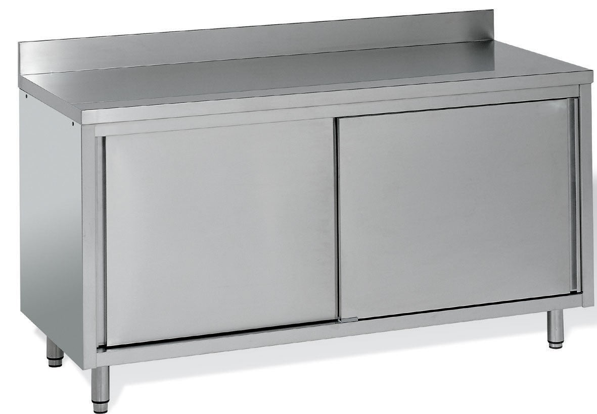 Meuble de rangement inox profondeur 700 mm - Longueur 1800 mm - Adossé simple face - MR18ET