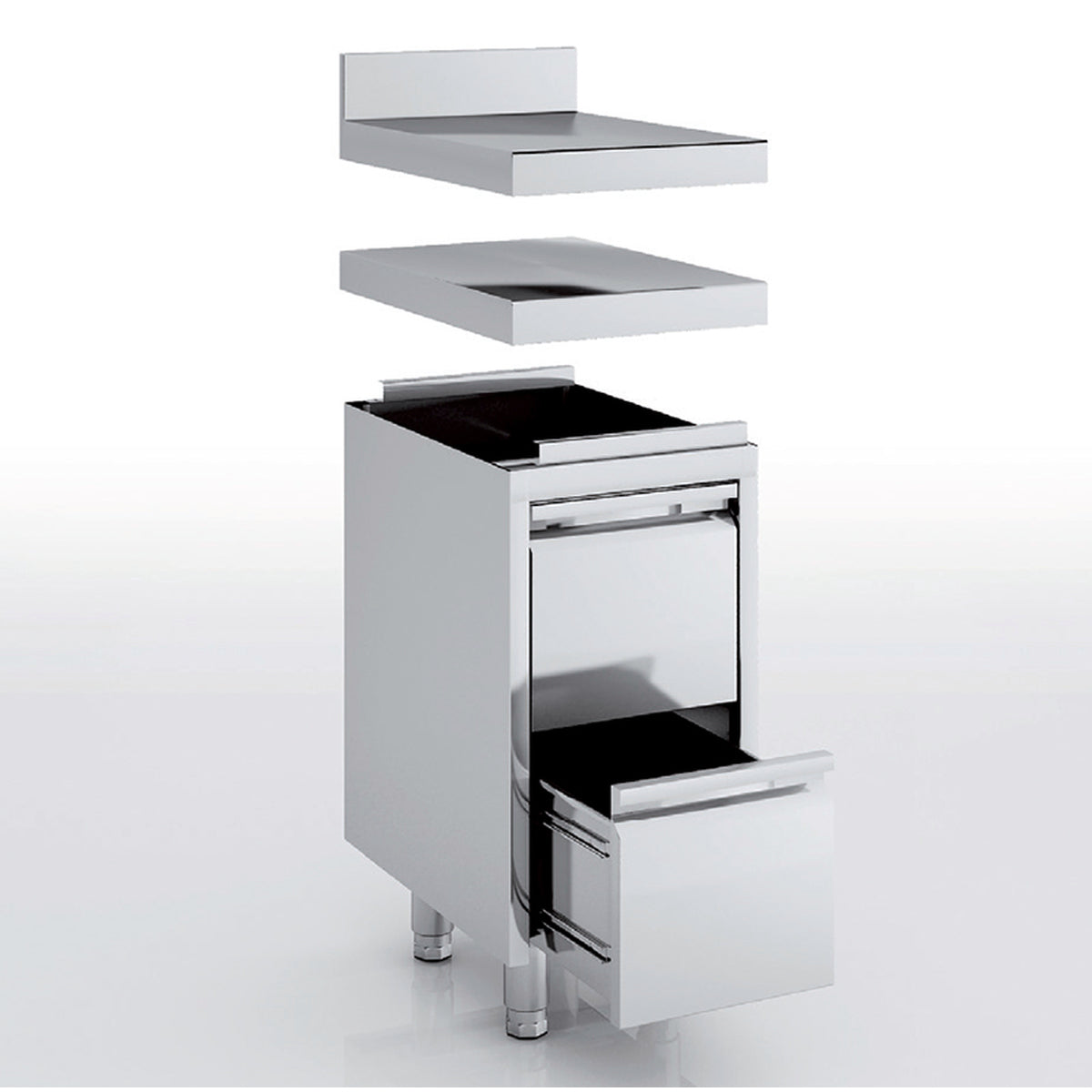Meuble neutre en inox - 2 tiroirs - MNC2-60C - CODIGEL