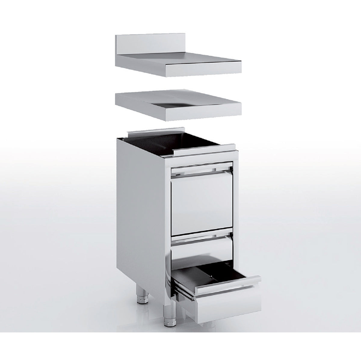 Meuble neutre en inox - 3 tiroirs - MNC31-70 - CODIGEL