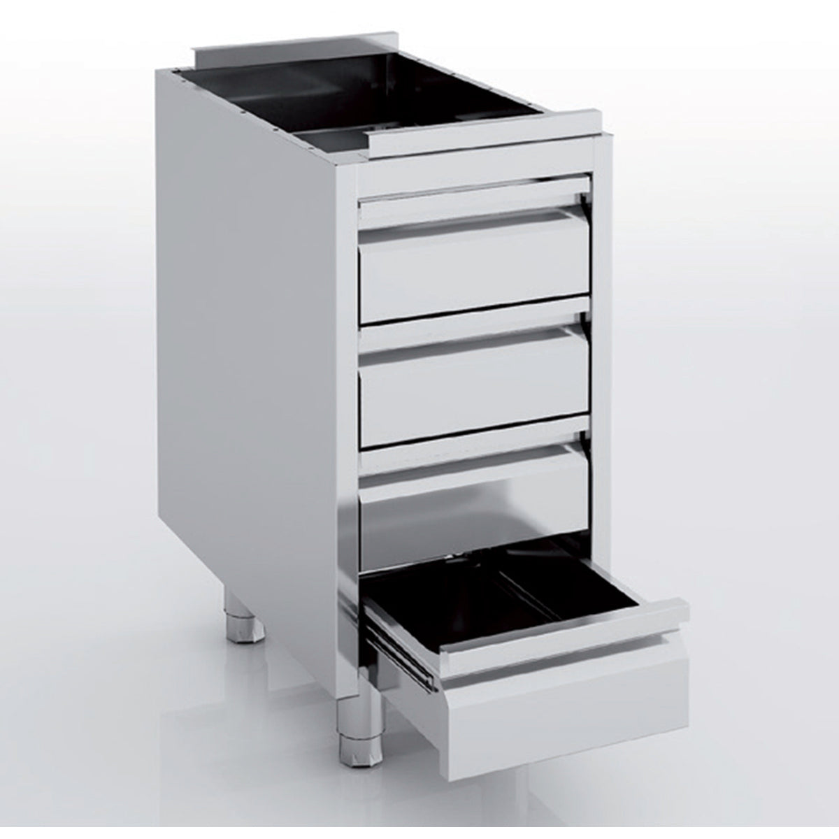 Meuble neutre en inox - 4 tiroirs - MNC4-60 - CODIGEL