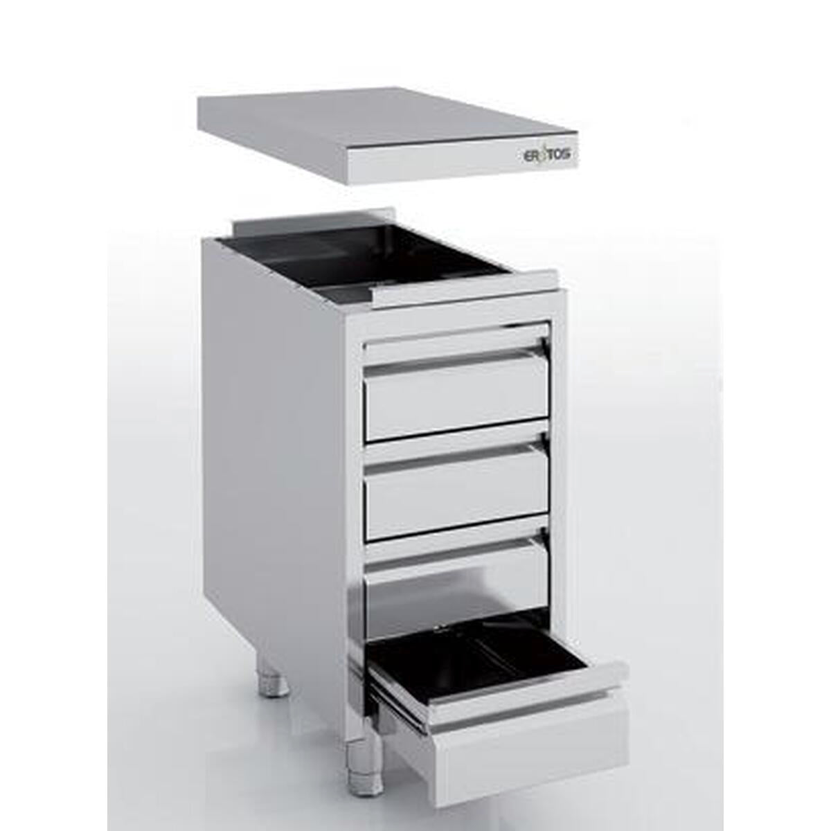Meuble neutre en inox - 4 tiroirs - MNC4-60C - CODIGEL