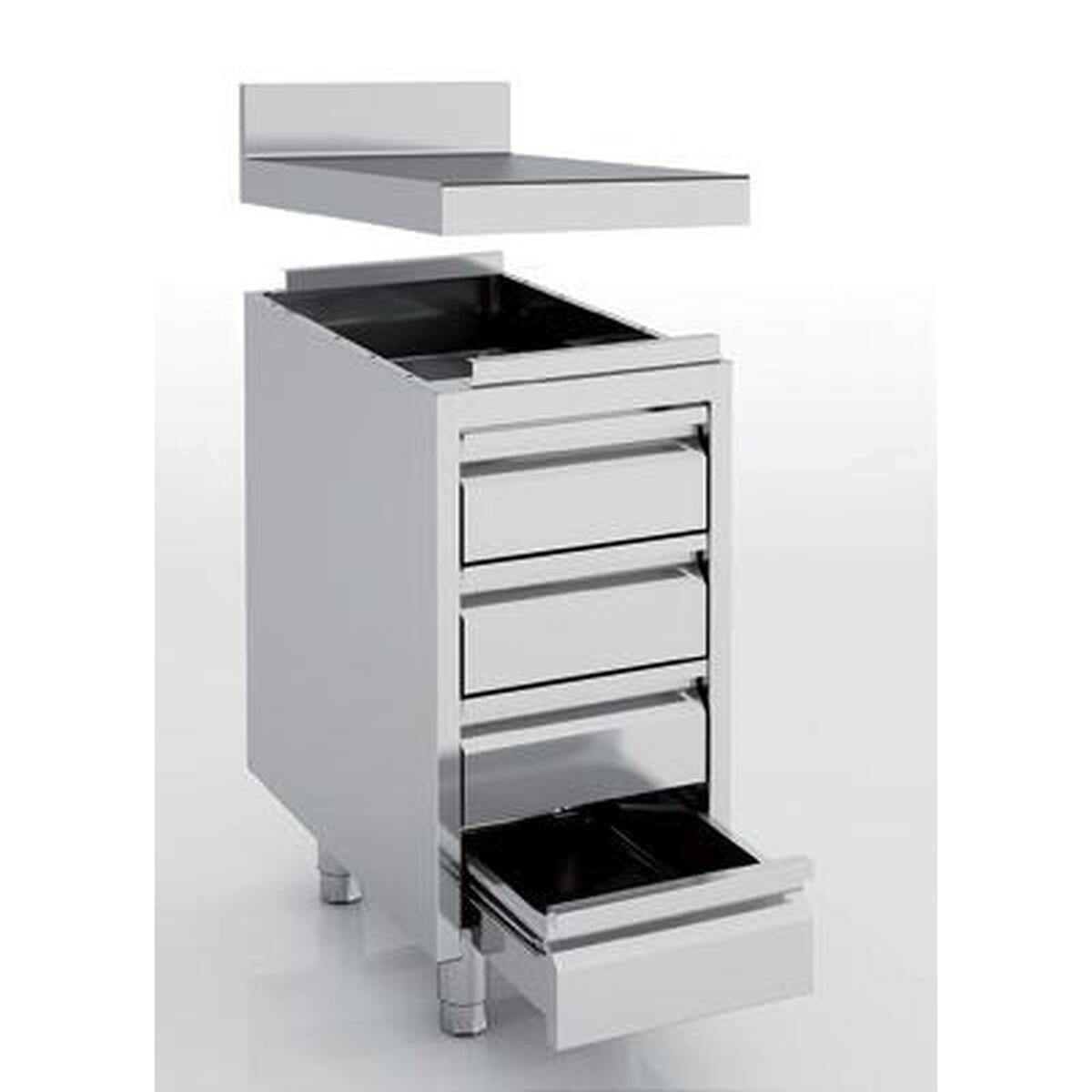 Meuble neutre en inox - 4 tiroirs - MNC4-70M - CODIGEL