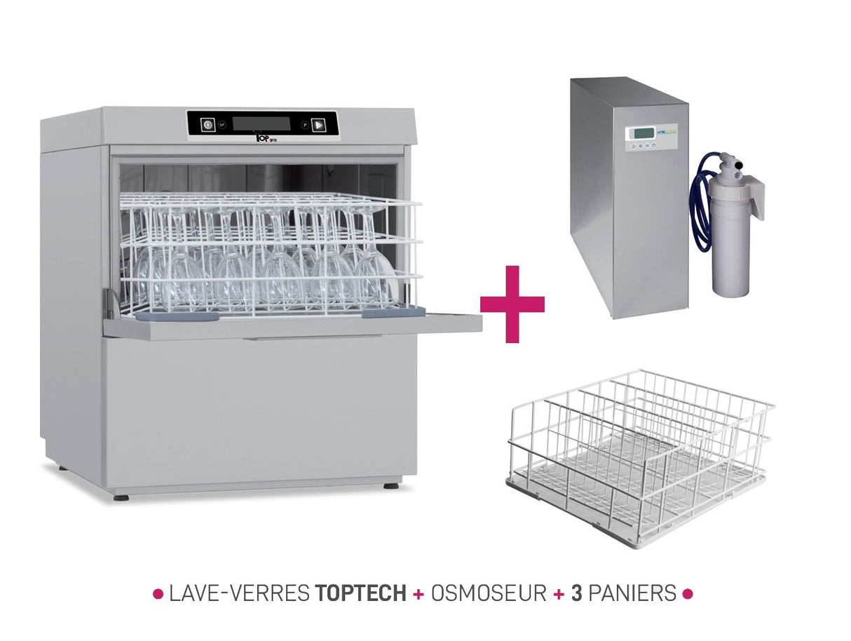PACK STOP ESSUYAGE - Lave-verres 500 X 500 avec osmoseur - TOPTECH520SE - COLGED