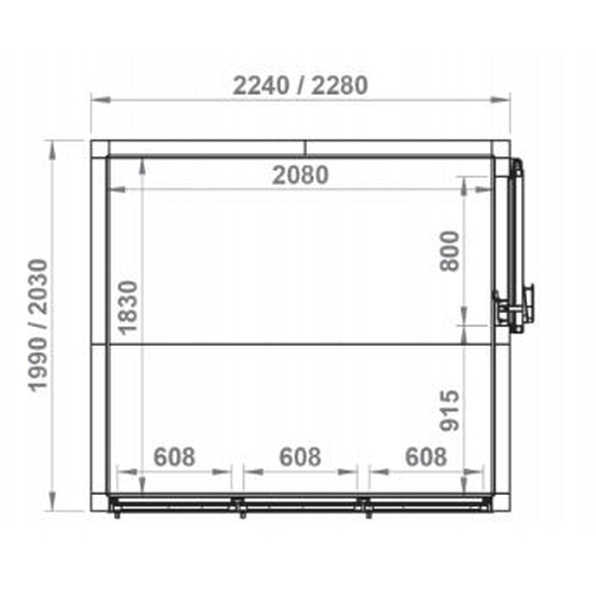 Chambre froide positive portes vitrées 2240x1990x2560 - RFM3R-PC-C - CODIGEL
