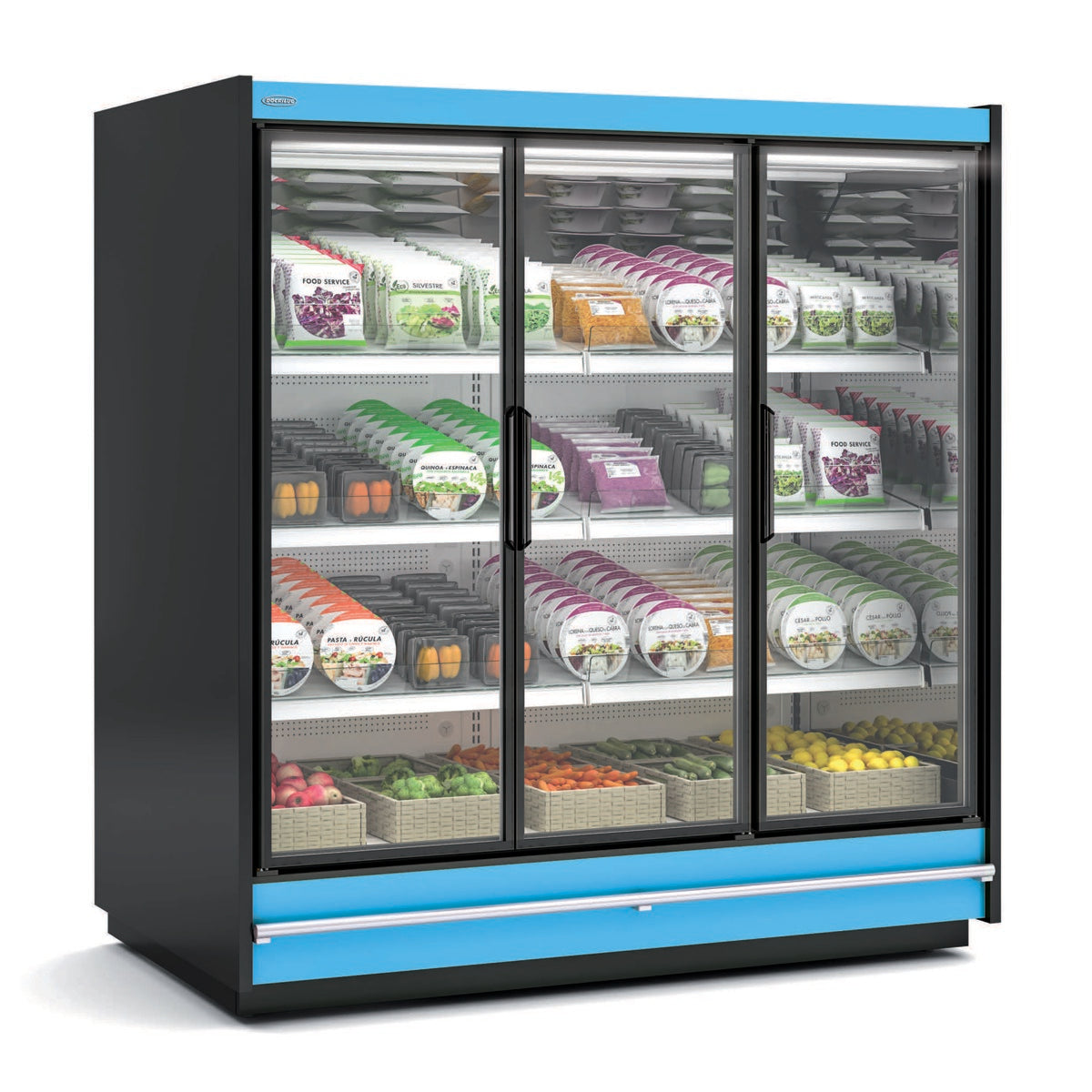 Vitrine murale supermarché gamme CLOVER - Hauteur 2m - Profondeur 891 mm - Avec portes vitrées - RMG20333-12-H1 - CODIGEL