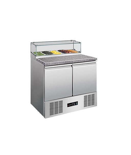 SALADETTE A PIZZA REFRIGEREE - AVEC COUVERCLE FIXE VERRE - 2 PORTES