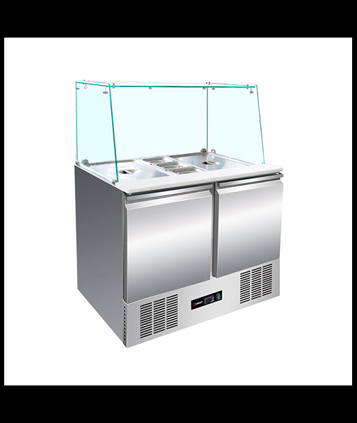 SALADETTE REFRIGEREE - AVEC VITRINE FIXE EN VERRE - 2 PORTES