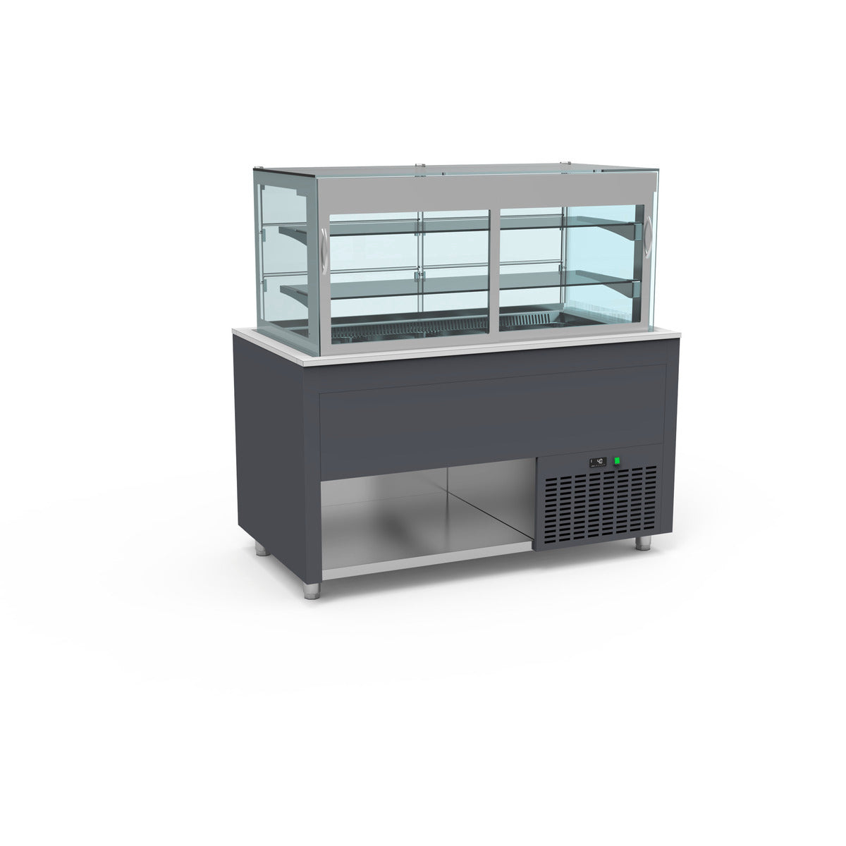 Smart Buffet vitrine centrale cuve froide ventilée avec portes rabattables - SBVB-4G-G - CODIGEL