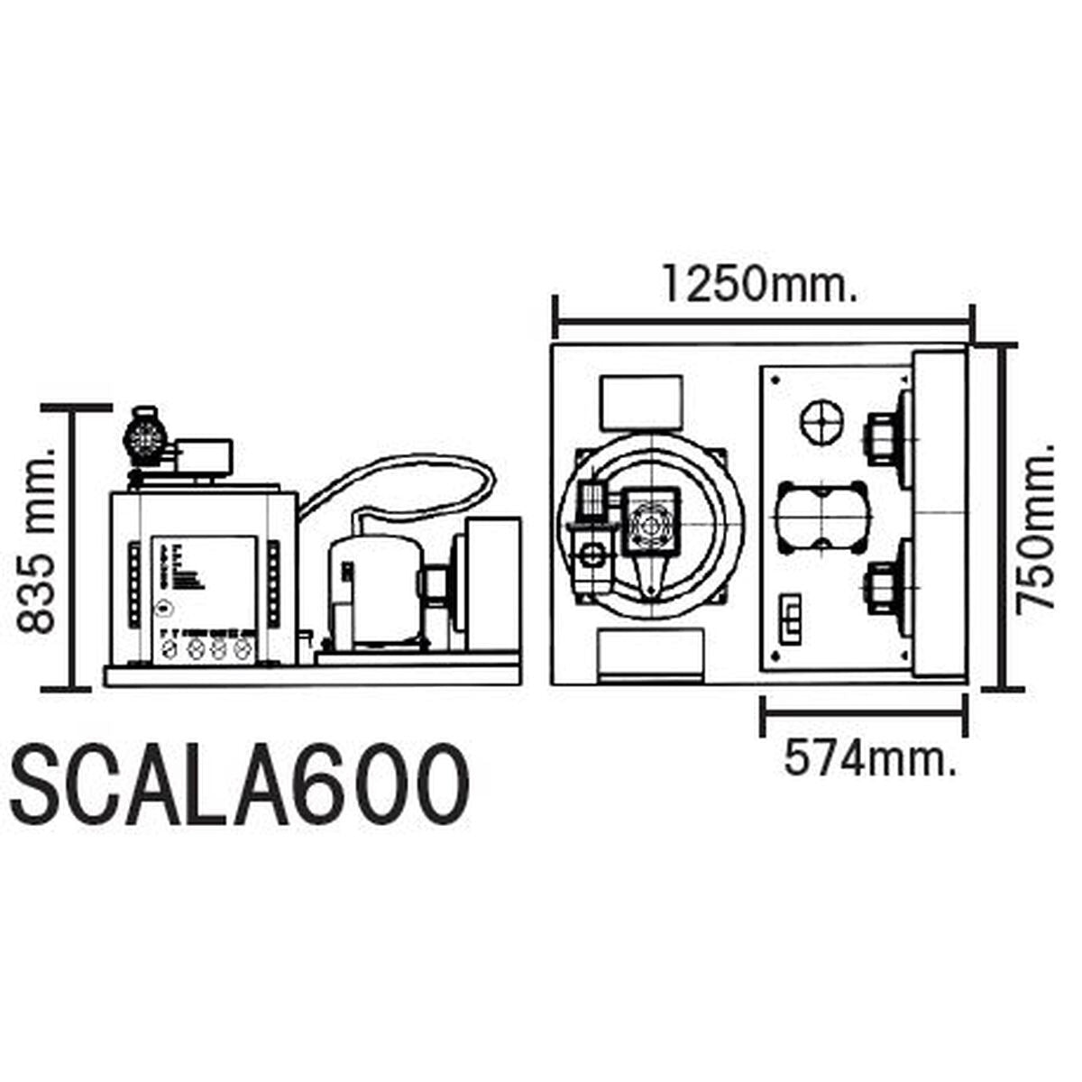 Machine à écailles - Prod. (24H): +/- 600kg - Refroidissement AIR - Glace à écailles (1,5 - 2,2mm) - SCALA600 - CODIGEL