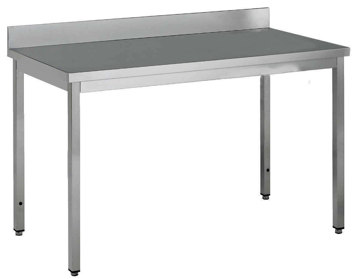 Table adossée inox profondeur 700 mm - Longueur 800 mm - Sans étagère - TA708T