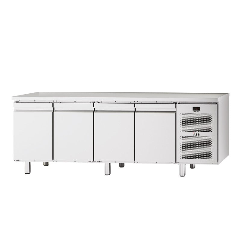 Table réfrigérée pâtissière positive -2/+8°C sans dosseret - 4 portes - Avec groupe - Prof. 800 - 620 L - TPP84P - NEOS - ILSA