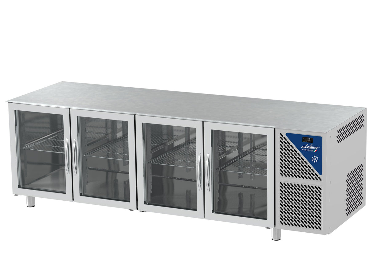 Table réfrigérée vitrée positive 0/+10°C - 470 L - 4 portes - Prof. 600 - 430 x 325 - Sans dessus - SN604SDV-3 - Dalmec